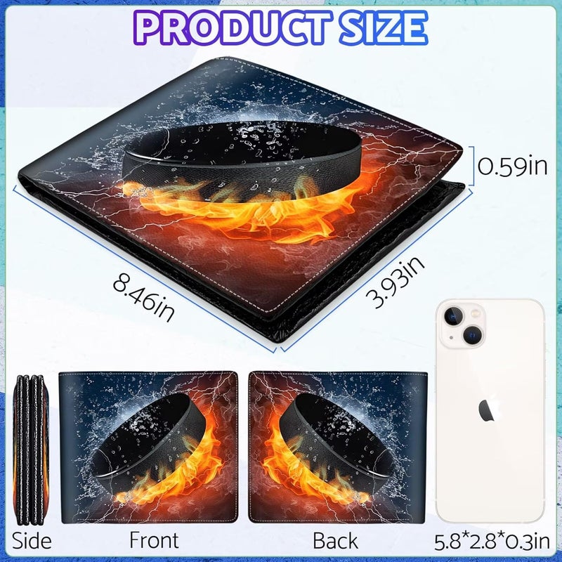 ZHIMEBYE Boys Wallet for Kids, Cool Kids Wallet for Boys Ages 8-10 9-12 11-15, Funny Ice Hockey Leather Bifold Rfid Blocking, Coin Pocket Id Window for Teen Men Youth Guys Birthday Christmas Gifts - Image 2